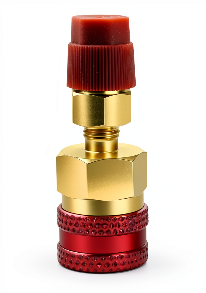 Installing CANIPHA R134a to R1234yf Brass Adapter for AC on a wooden workbench