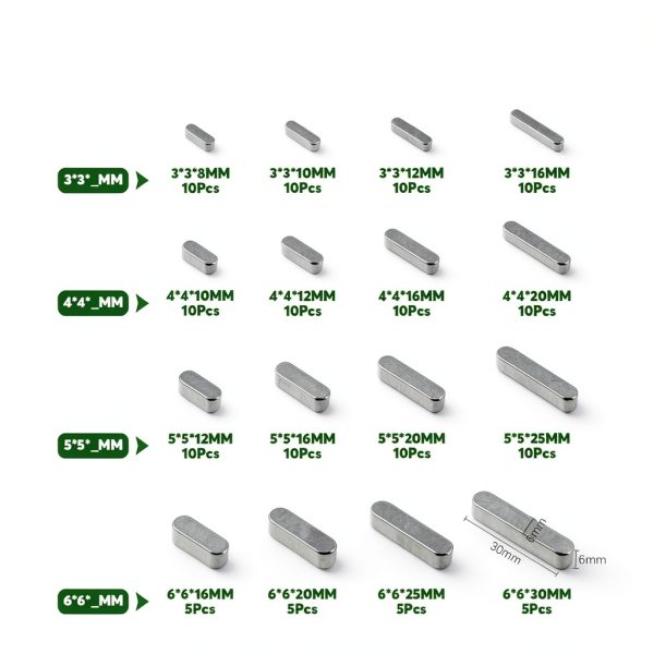 Keadic 140Pcs 16-Size 304 Stainless Steel Key Stock Assortment-1