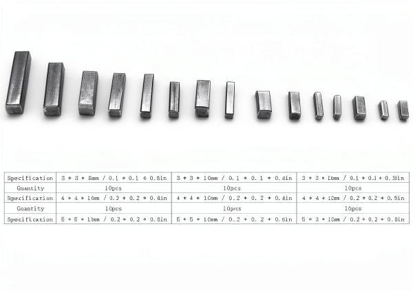 Steel Machine Keyway Assortment, 140PCS 12mm 16mm 20mm 25mm Professional Parallel Drive Shaft Key Round Ended Key for Shaft Type Fastening Connection-8